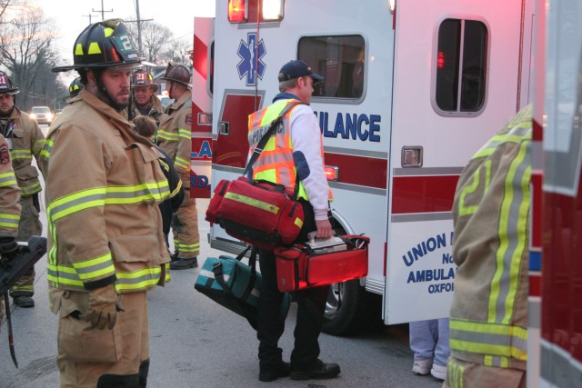 Firefighter Richard Carroll at a crash on Baltimore Pike at Ashmun Avenue.